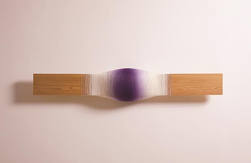 ▲ Violet, 1310x230x150mm, thread on wood, acrylic, 2018