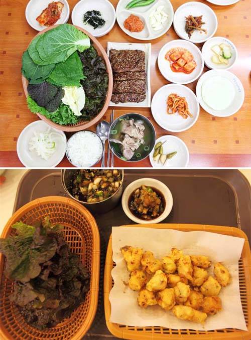 떡갈비 상차림/상추튀김